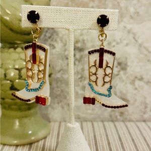 Fashion cowboy boot holiday earrings ￼